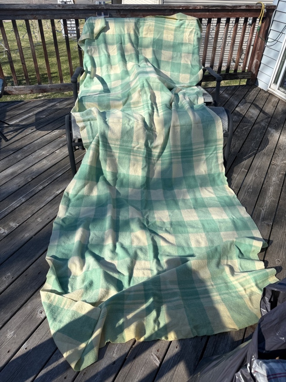 Mint & Cream Plaid wool Throw Blanket by
